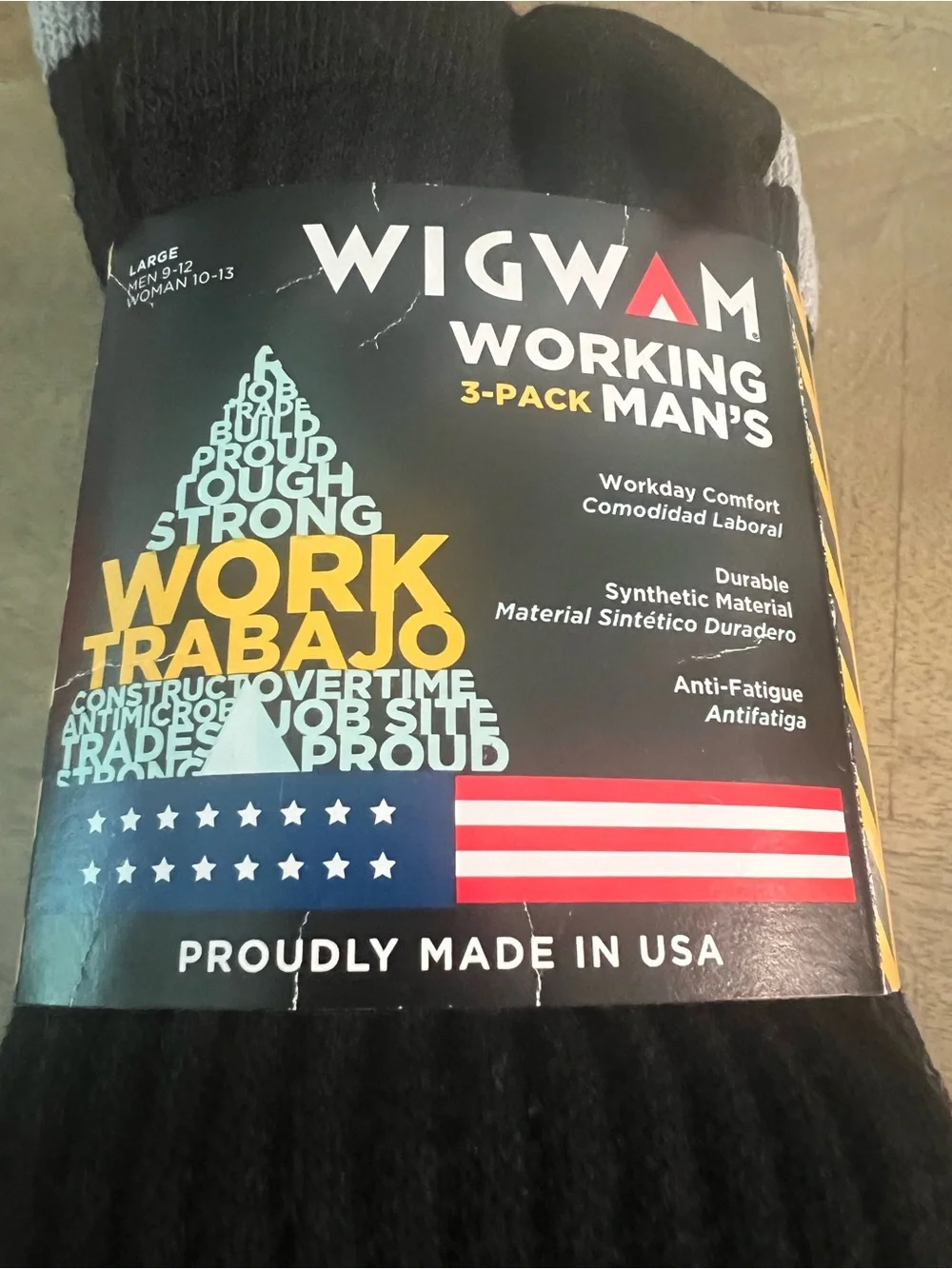 Wigwam S1221 Black at Work Crew Socks 3-pack